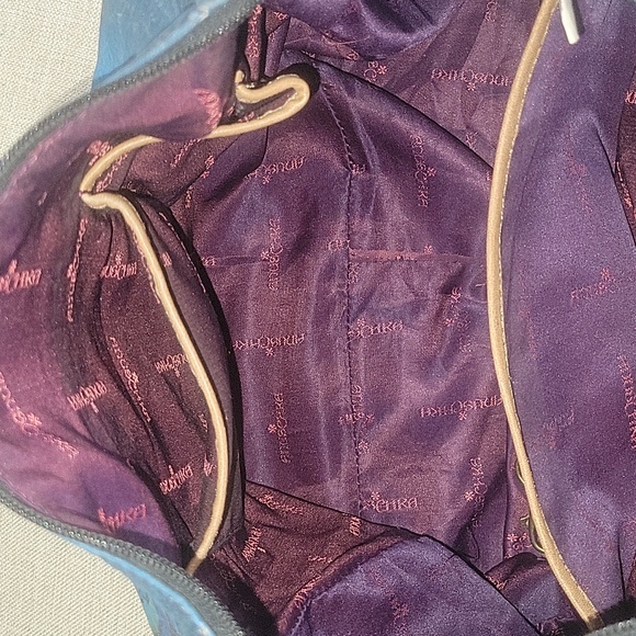 Anuschka Blue Hand Painted Leather Shoulder Bag - Picture 11 of 16